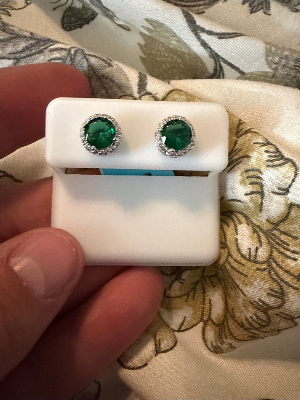 Emerald Green Halo Stud Earrings - Women Jewelry